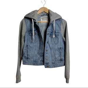 Garage Classic Fit Hoodie Vest Light Wash Blue Denim Jacket